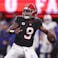 Atlanta Falcons quarterback Michael Penix Jr. (9) looks to throw downfield.