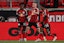 New York Red Bulls forward Mohammed Sofo (37) celebrates his goal with teammates during the second half in the round of 16 in the Lamar Hunt US Open Cup match against FC Dallas at Sports Illustrated Stadium.