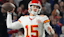 Kansas City Chiefs quarterback Patrick Mahomes (15) throws the ball in the second quarter against the Buffalo Bills at Highmark Stadium.