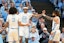 North Carolina Tar Heels forward Ven-Allen Lubin (22) reacts with guard Elliot Cadeau (3) and guard RJ Davis (4) in the first half at Dean E. Smith Center. Mandatory Credit: Bob Donnan-Imagn Images