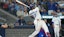 Toronto Blue Jays first baseman Vladimir Guerrero Jr. (27) singles in the first inning.