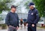 Trainers Mark Casse and Bob Baffert talk on the backside at Churchill Downs in Louisville, Kentucky. April 25, 2025. Matt Stone/Courier Journal / USA TODAY NETWORK via Imagn Images
