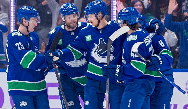 Vancouver Canucks celebrate a goal