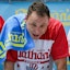 Joey Chestnut at the Nathan's Hot Dog Eating Contest on the Fourth of July.
