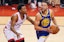 Steph Curry drives to the basket in Game 1 of the Finals.
