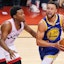 Steph Curry drives to the basket in Game 1 of the Finals.