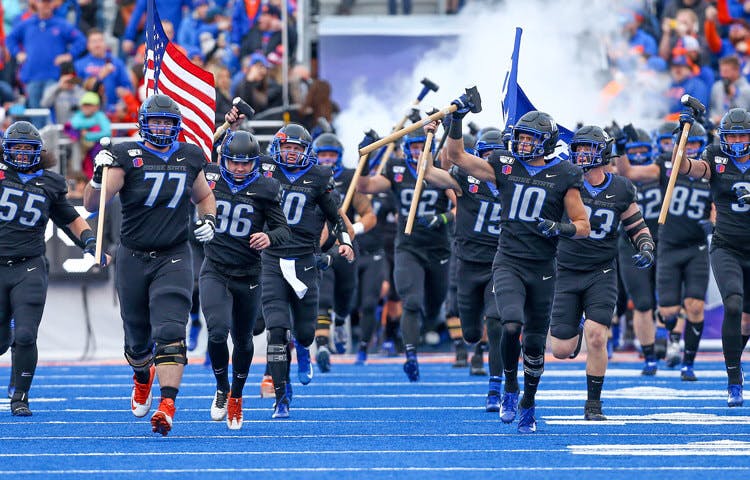 Boise State Broncos run out of the tunnel