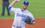 Mike Loree of the Fubon Guardians throws the ball in CPBL baseball action in Taiwan.