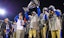 The Winnipeg Blue Bombers celebrate their CFL Grey Cup victory.