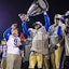 The Winnipeg Blue Bombers celebrate their CFL Grey Cup victory.