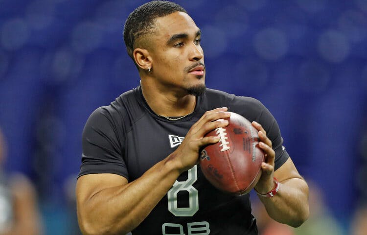 Jalen Hurts at the NFL Draft Combine