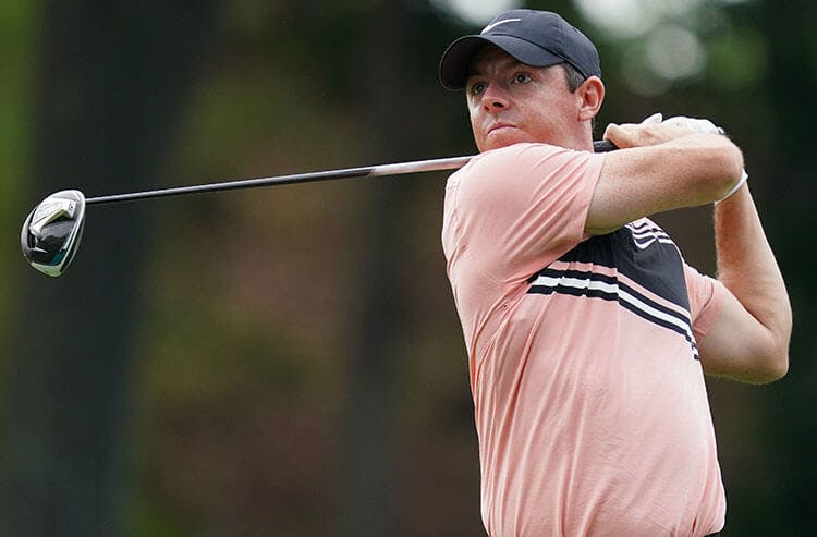 PGA golfer Rory McIlroy hits a drive in Round 1 of the Travelers Championship.