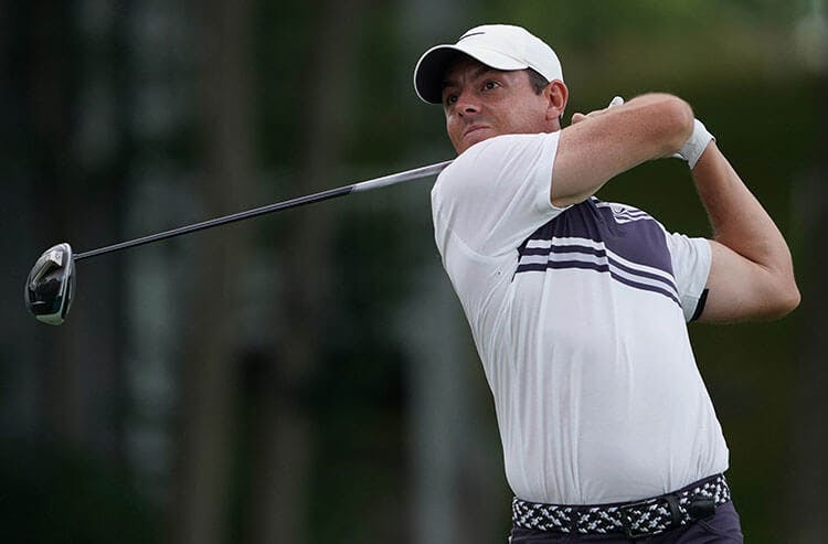 PGA golfer Rory McIlroy hits a drive in Round 2 of the Travelers Championship.