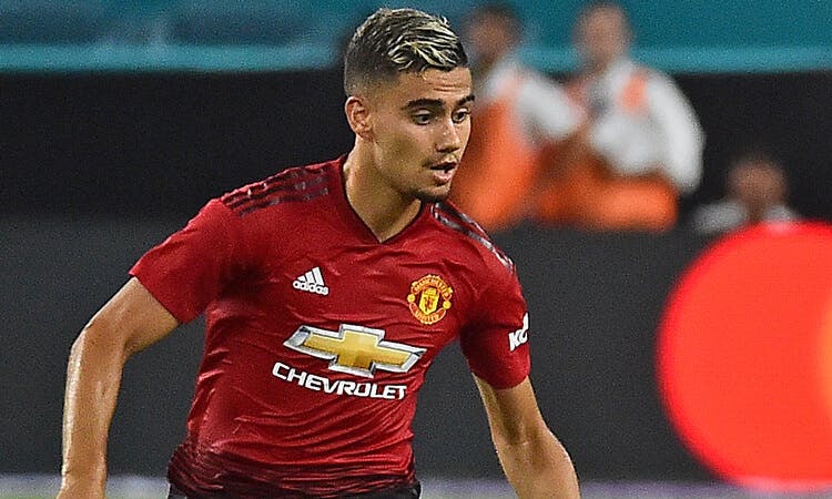 Manchester United forward Andreas Pereira in soccer action.