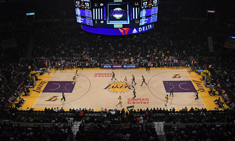 The Los Angeles Lakers play inside The Staples Center.