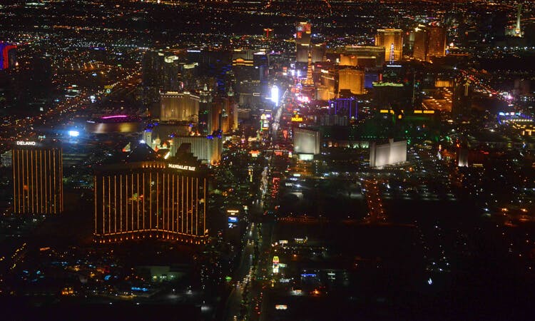 Aerial view of the Las Vegas strip.
