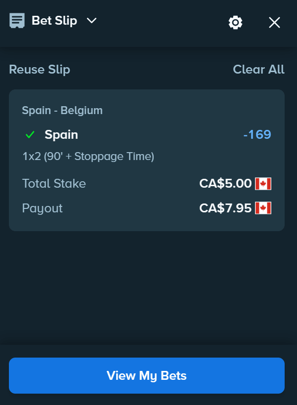 My pre-match Stake bet on Spain for the World Cup quarter-final.