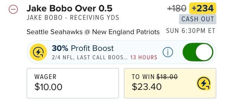 Jake Bobo bet boost