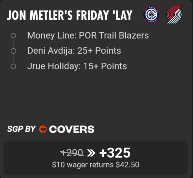 Jon Metler NBA ML parlay