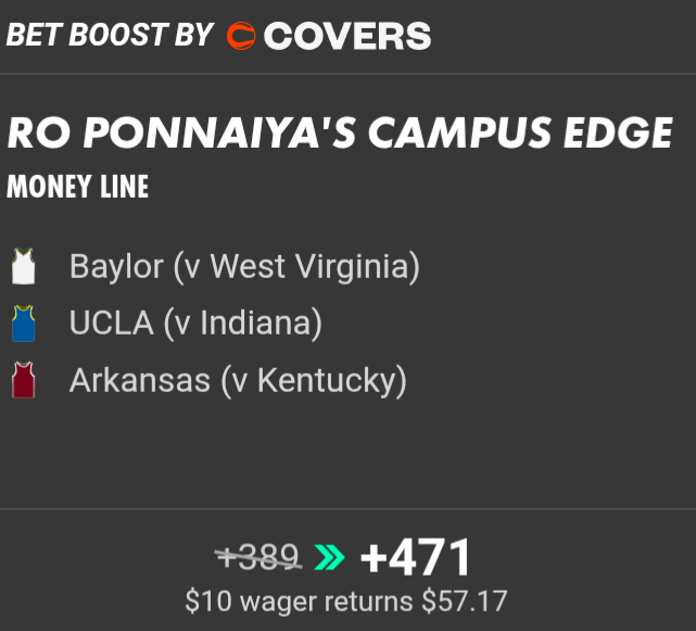 NCAAM ML parlay January 31