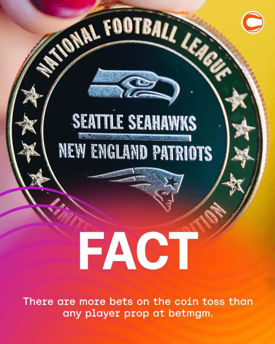 Fact: BetMGM has taken more bets on the coin toss than any single Seattle-New England player prop!
