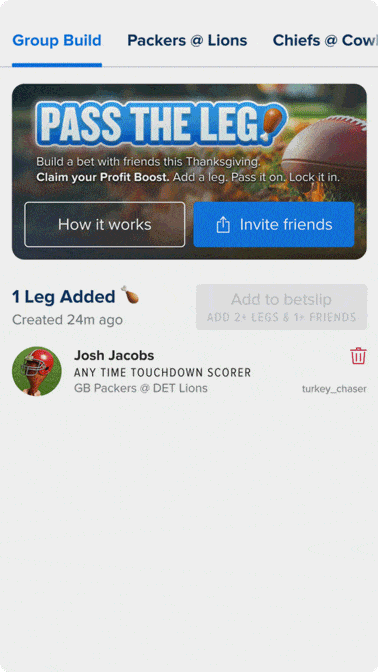 FanDuel Thanksgiving Pass The Leg promo