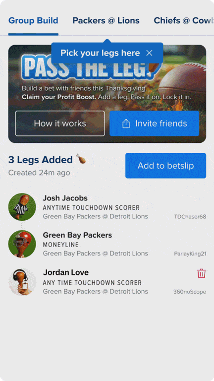 FanDuel Thanksgiving Pass The Leg promo